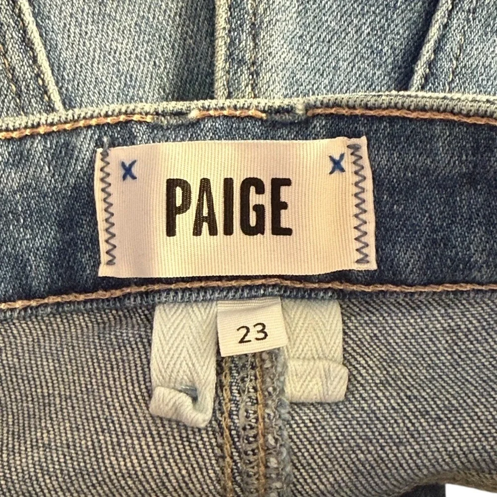 PAIGE Knockout Jolene High Rise Straight Leg Jeans Princess Blue 00 Flaunt Denim